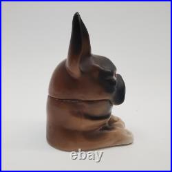 Rare Antique German Porcelain French Bulldog Inkwell Hand-Painted, Early 1900s