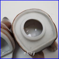 Rare Antique German Porcelain French Bulldog Inkwell Hand-Painted, Early 1900s