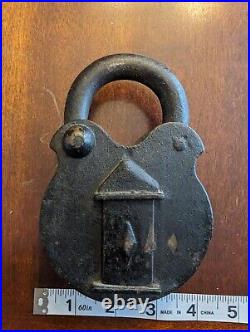 Rare Antique German Trick Padlock 1800s With Key Very Early