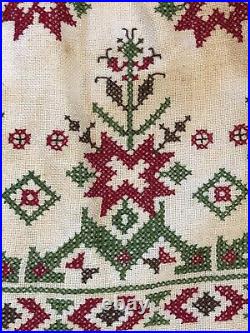 Rare Antique Greek Islands Drawstring Reticule Bag Hand Embroidered Early 1900s