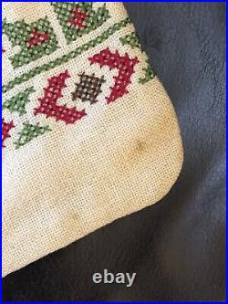 Rare Antique Greek Islands Drawstring Reticule Bag Hand Embroidered Early 1900s