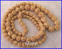 Rare Antique Hand Carved Bovine Necklace Early 1900s Graduated Beads 32