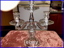 Rare Antique Heisey 3 Lite Candelabra Bobeche Crystal Candle Light Holder 15