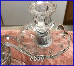 Rare Antique Heisey 3 Lite Candelabra Bobeche Crystal Candle Light Holder 15
