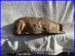 Rare Antique Hubley Cast Iron Lying Down St. Bernard Dog Statue Doorstop