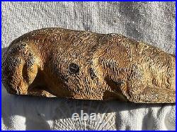 Rare Antique Hubley Cast Iron Lying Down St. Bernard Dog Statue Doorstop