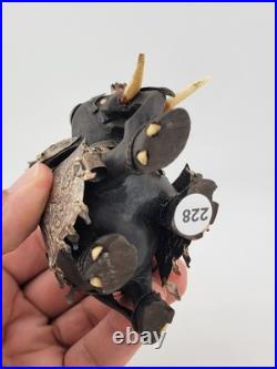 Rare Antique Indian Ebony Silver Overlay Jeweled Elephant W Real Ruby Stone