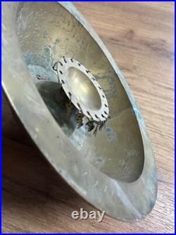 Rare Antique Islamic Brass Bowl Hand Engraved Middle Eastern