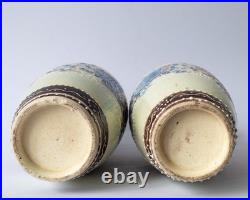 Rare Antique Japanese Slip Decorated Moriage Satsuma Vases Early 20th C