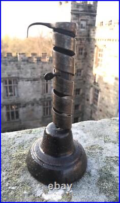 Rare Antique Late 18th Early 19th Century Rat de Cave Iron Spiral Candlestick