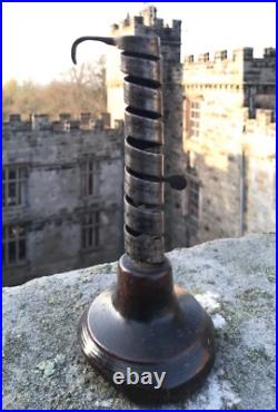 Rare Antique Late 18th Early 19th Century Rat de Cave Iron Spiral Candlestick