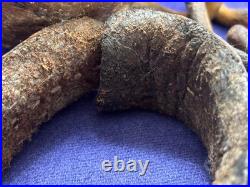 Rare Antique Leather Shackle Wooden Ball And Iron Chain Well Worn Very Old Early