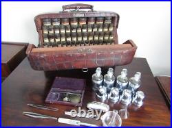 Rare Antique Leather covered Explorers Medical Travel chest Burroughs Wellcome