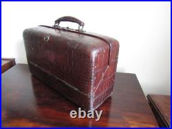 Rare Antique Leather covered Explorers Medical Travel chest Burroughs Wellcome