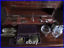 Rare Antique Leather covered Explorers Medical Travel chest Burroughs Wellcome