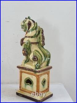 Rare Antique Majolica Mythical Glazed Creature, Italy. H 9.5 FLAW