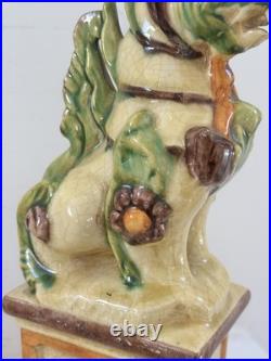 Rare Antique Majolica Mythical Glazed Creature, Italy. H 9.5 FLAW