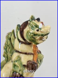 Rare Antique Majolica Mythical Glazed Creature, Italy. H 9.5 FLAW