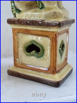 Rare Antique Majolica Mythical Glazed Creature, Italy. H 9.5 FLAW