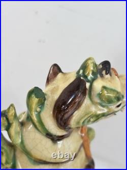 Rare Antique Majolica Mythical Glazed Creature, Italy. H 9.5 FLAW