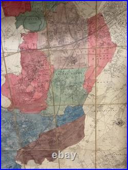 Rare Antique Map West Mosley-thames Ditton -other London Lge. Folding On Cloth