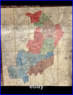 Rare Antique Map West Mosley-thames Ditton -other London Lge. Folding On Cloth