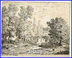 Rare Antique Master Print-EARLY LITHOGRAPHY-LANDSCAPE-TREE-Thienon-ca. 1817