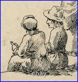 Rare Antique Master Print-GENRE-EARLY LITHOGRAPHY-WOMAN-CHILD-DOG-Aglio-ca. 1810 Rare Antique Master Print-GENRE-EARLY LITHOGRAPHY-WOMAN-CHILD-DOG-Aglio-ca. 1810