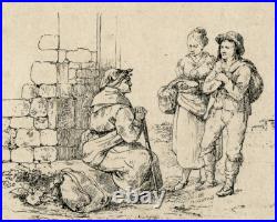 Rare Antique Master Print-GENRE-EARLY LITHOGRAPHY-WOMAN-MAN-Aglio-ca. 1810