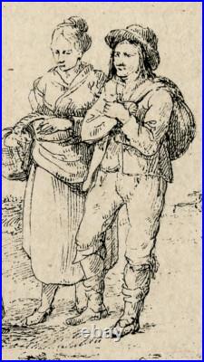 Rare Antique Master Print-GENRE-EARLY LITHOGRAPHY-WOMAN-MAN-Aglio-ca. 1810