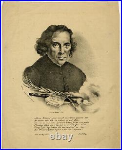 Rare Antique Master Print-PORTRAIT-JAN NIEUWENHUYZEN-EARLY LITHOGRAPH-Eynde-1825 Rare Antique Master Print-PORTRAIT-JAN NIEUWENHUYZEN-EARLY LITHOGRAPH-Eynde-1825