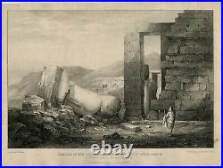 Rare Antique Master Print-Statue at Thebes-Egypt-Early litho-Beechey-Gauci-1827