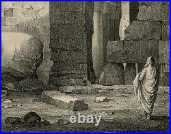 Rare Antique Master Print-Statue at Thebes-Egypt-Early litho-Beechey-Gauci-1827