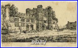 Rare Antique Master Print-The Battle Abbey-Early Lithography-Redman-ca. 1820