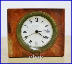 Rare Antique Matthew Norman 8 Day 2 Tone Marble Timepiece Travel Alarm Clock