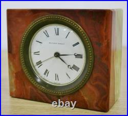 Rare Antique Matthew Norman 8 Day 2 Tone Marble Timepiece Travel Alarm Clock