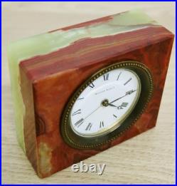 Rare Antique Matthew Norman 8 Day 2 Tone Marble Timepiece Travel Alarm Clock