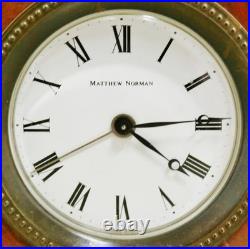 Rare Antique Matthew Norman 8 Day 2 Tone Marble Timepiece Travel Alarm Clock