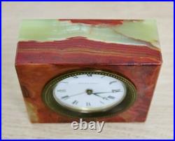 Rare Antique Matthew Norman 8 Day 2 Tone Marble Timepiece Travel Alarm Clock