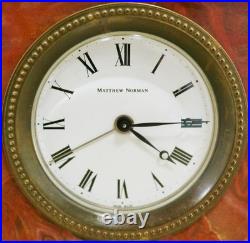 Rare Antique Matthew Norman 8 Day 2 Tone Marble Timepiece Travel Alarm Clock
