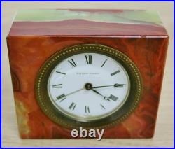 Rare Antique Matthew Norman 8 Day 2 Tone Marble Timepiece Travel Alarm Clock