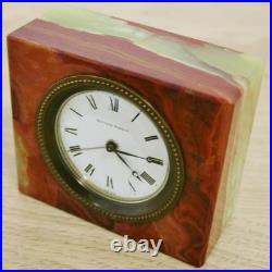 Rare Antique Matthew Norman 8 Day 2 Tone Marble Timepiece Travel Alarm Clock