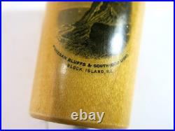 Rare Antique Mauchline Ware Shot Glass with Holder Features Block Island, NJ