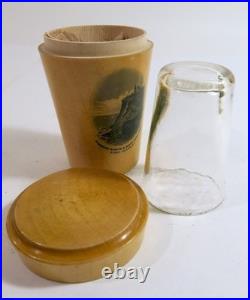 Rare Antique Mauchline Ware Shot Glass with Holder Features Block Island, NJ