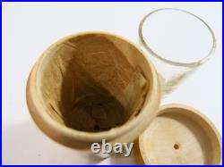 Rare Antique Mauchline Ware Shot Glass with Holder Features Block Island, NJ