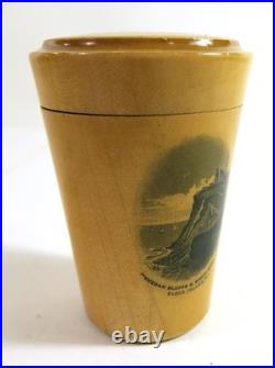 Rare Antique Mauchline Ware Shot Glass with Holder Features Block Island, NJ