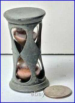 Rare Antique Miniature Pewter And Glass 3 Minute Sand Glass Timer Early 19th. C