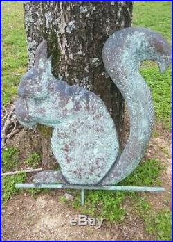Rare Antique Molded Copper Weathervane Large Squirrel WithNut Early 1900's 22x24