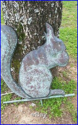 Rare Antique Molded Copper Weathervane Large Squirrel WithNut Early 1900's 22x24
