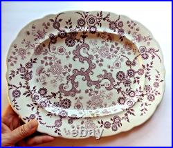 Rare Antique Mulberry Transferware Platter'Flosculous' W. Ridgway Staffordshire